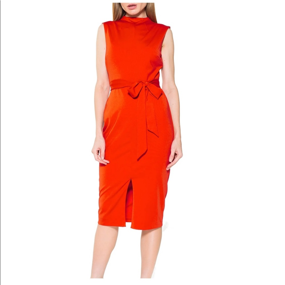 Alexia Admor Mock Neck Belted Sheath Dress